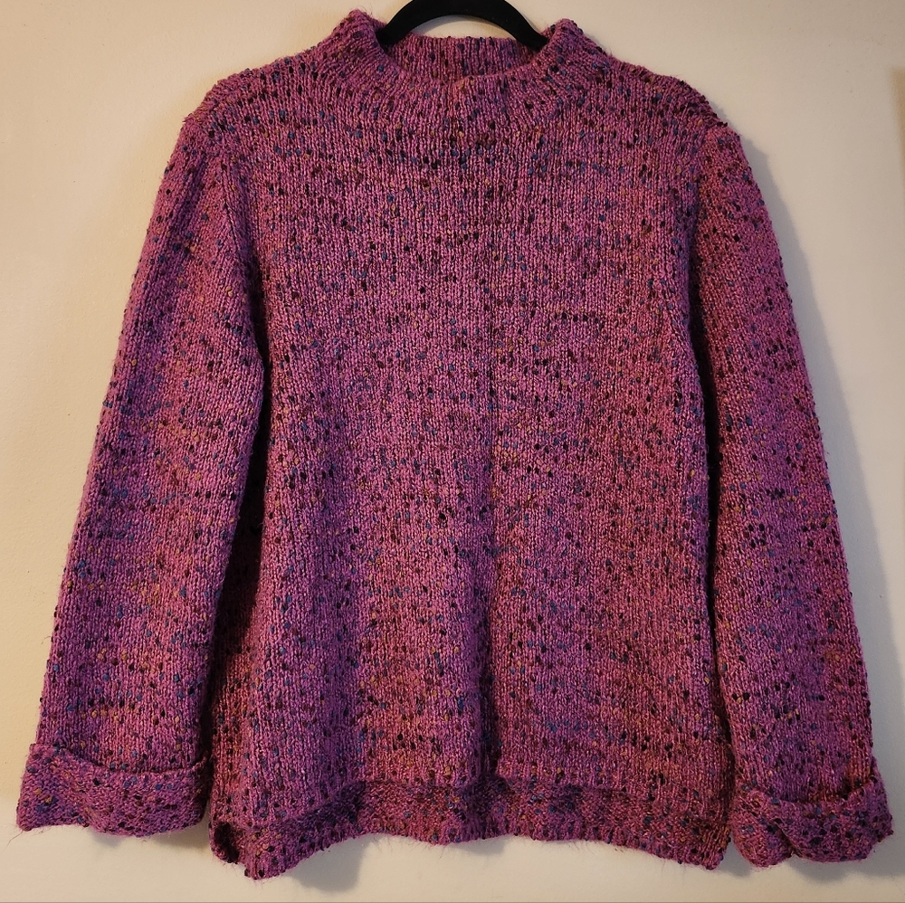 Habitat Pink Confetti Nubby Knit Mock Neck Sweater